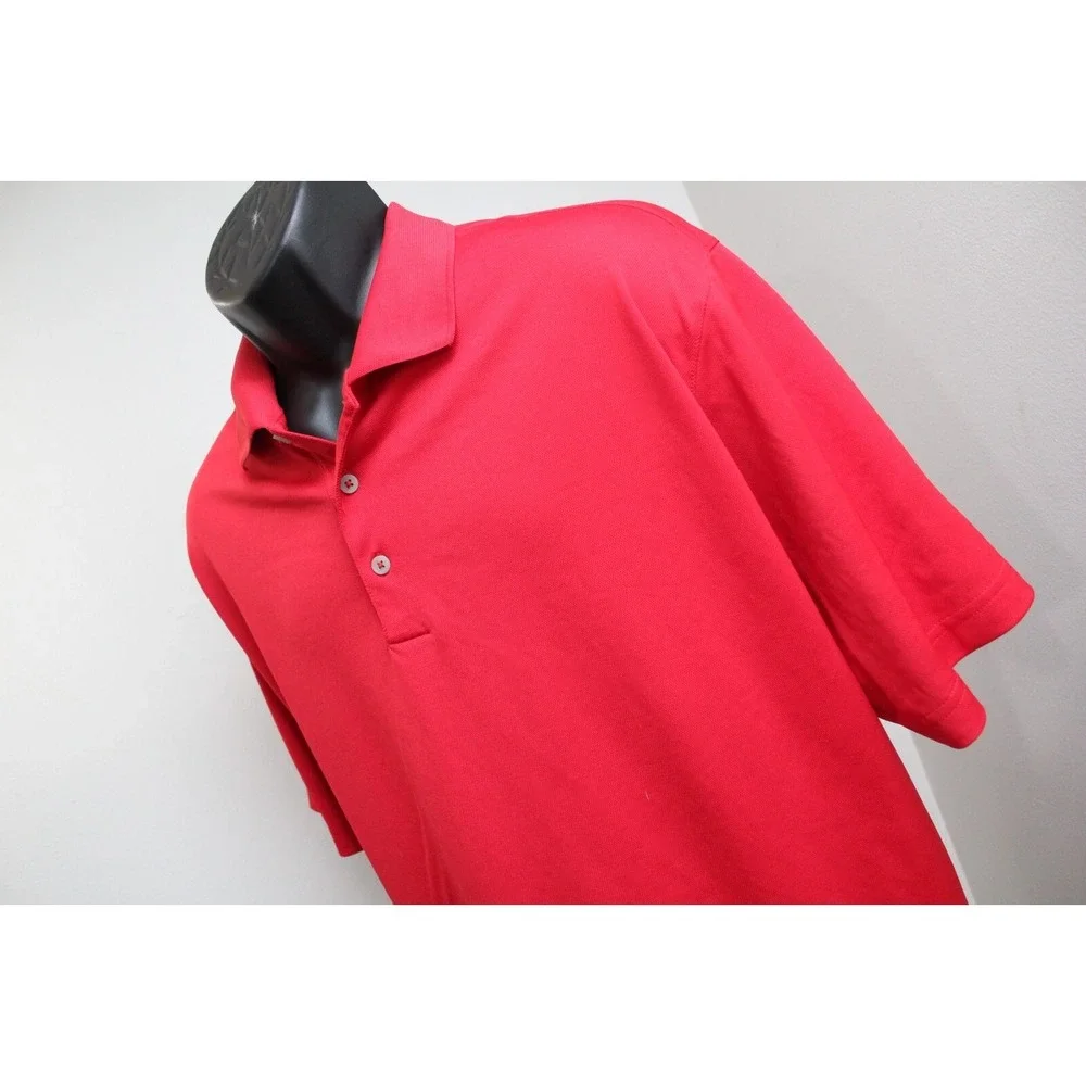 Adidas Golf Polo Red ClimaLite Performance‎ Wicking Short Sleeve Mens 2XL XXL